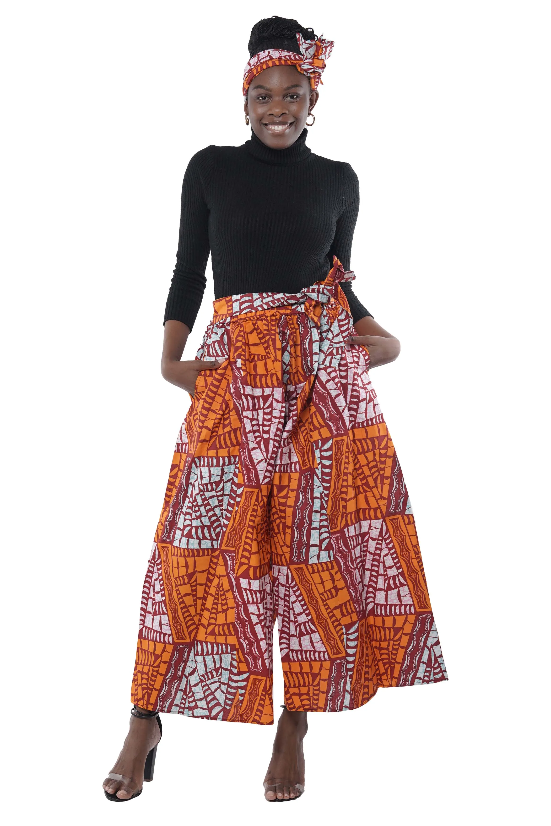 African Wide Palazzo Pants & Matching Handbag Set