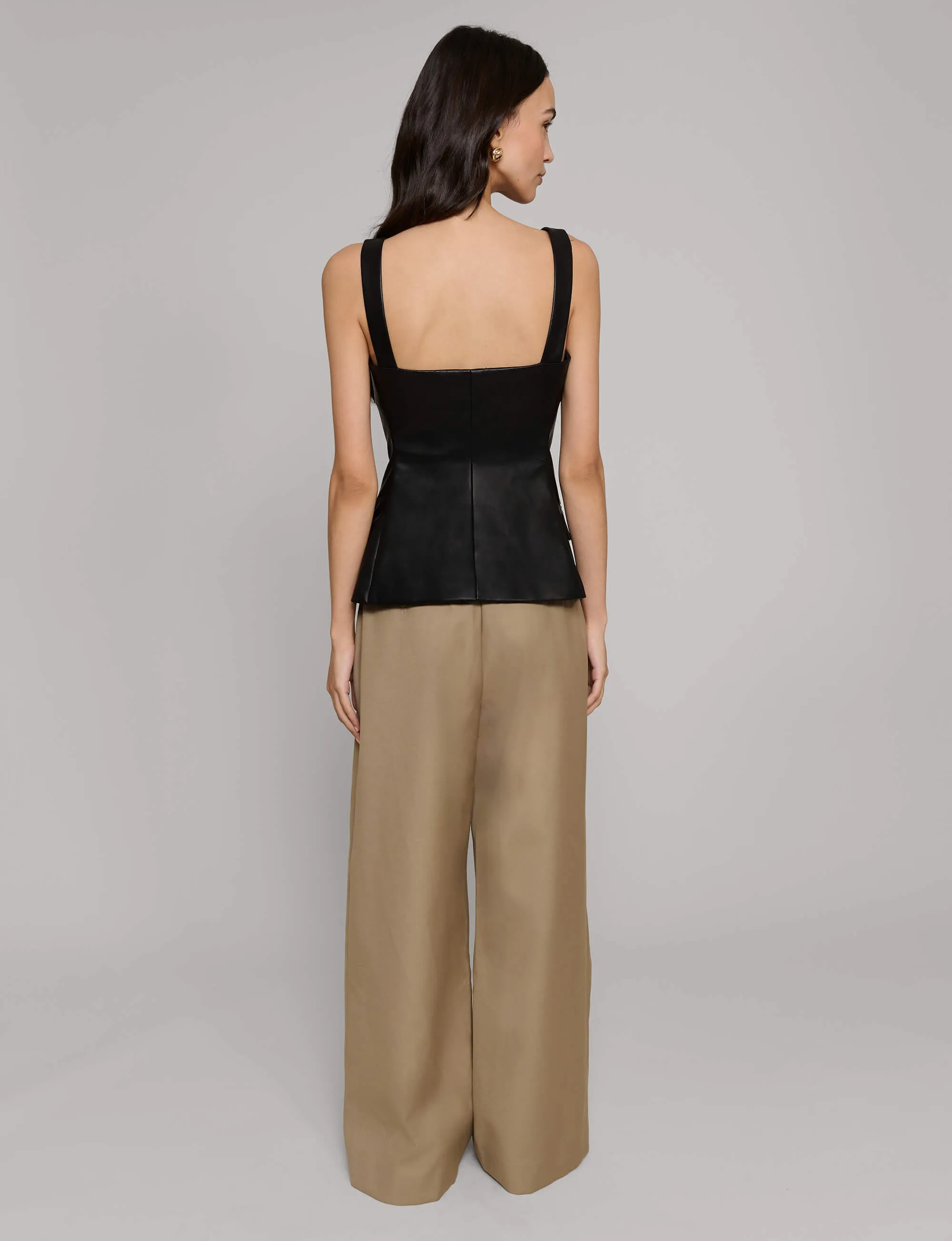 Agatha Leather Gold-Button Top
