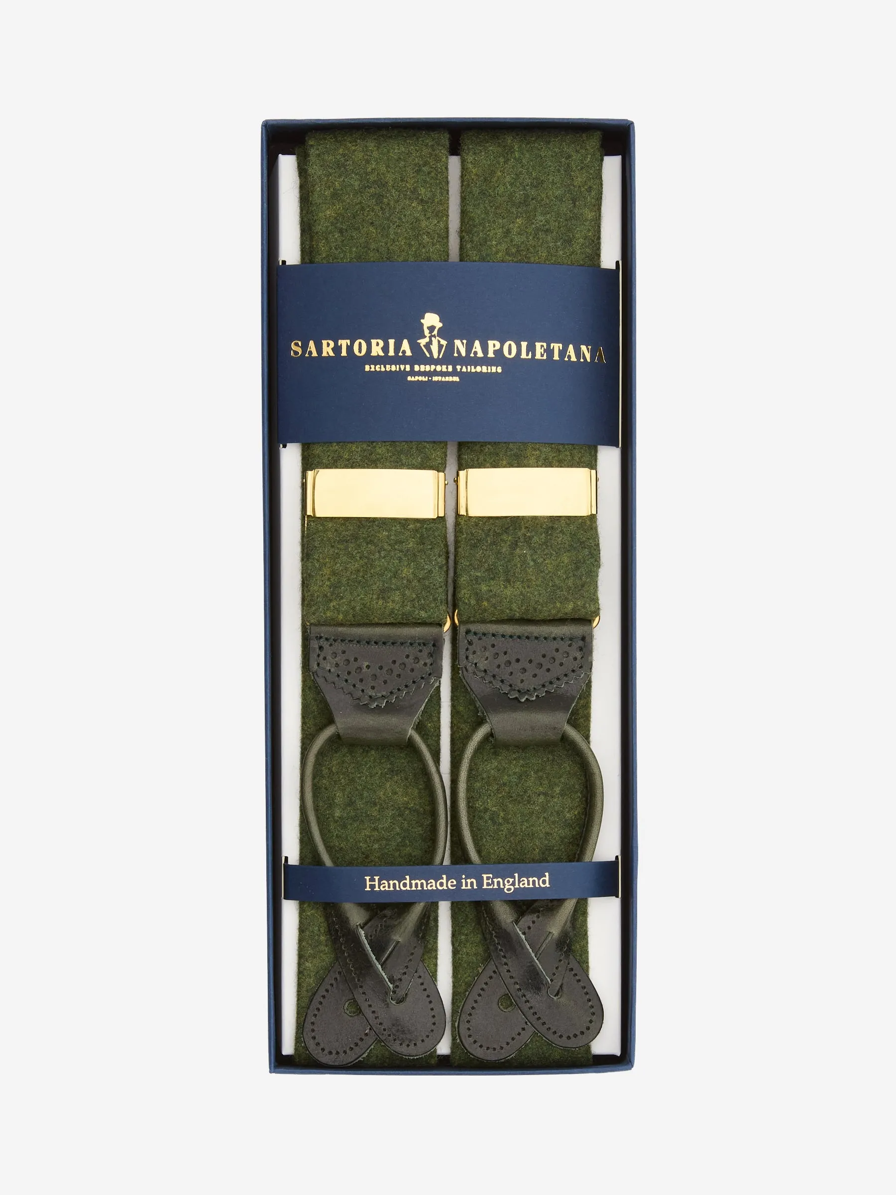 Albert Thurston X Sartoria Napoletana Green Flannel Suspender