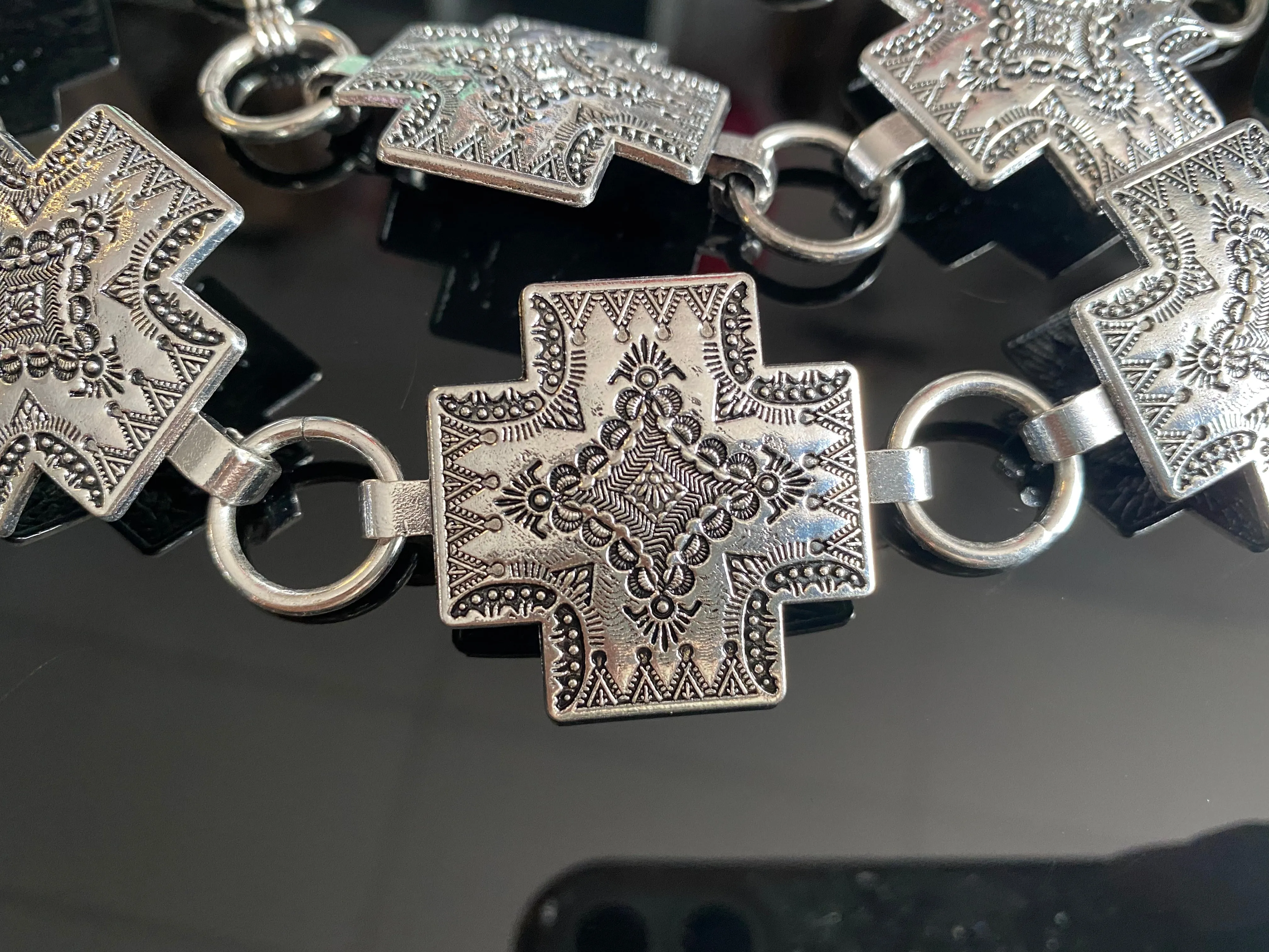 Alexa Cross Silver Belt