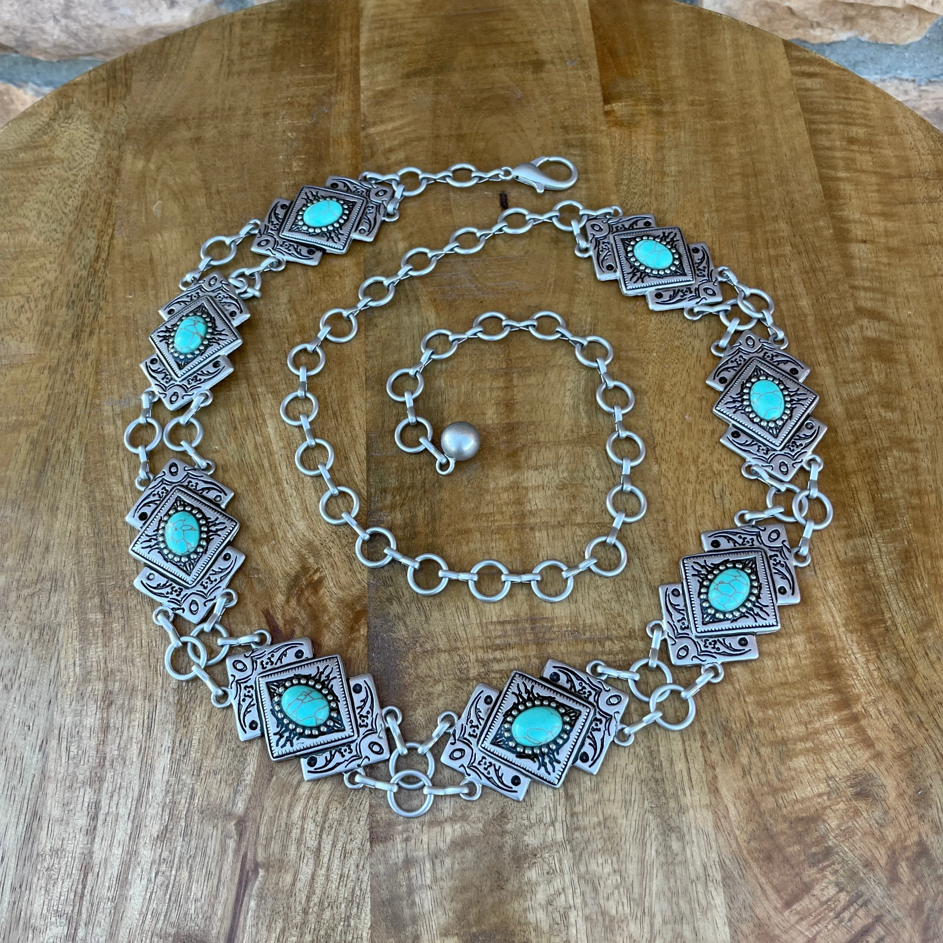 Amairany Silver/Aqua Concho Belt