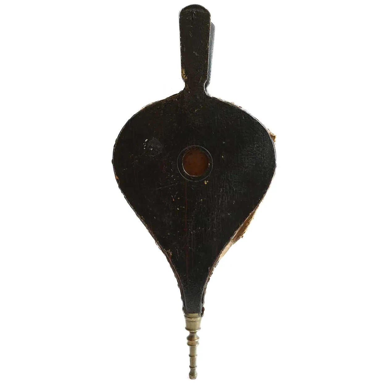 American New England Leather and Stencilled Lacquered Wood Fireplace Bellows