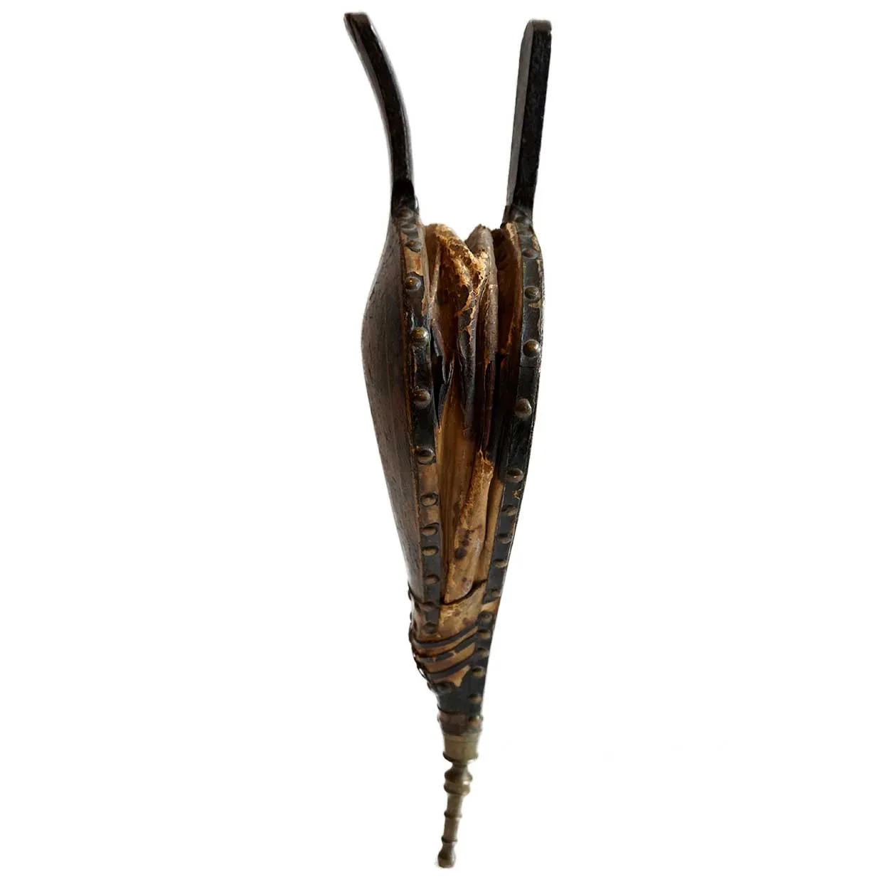 American New England Leather and Stencilled Lacquered Wood Fireplace Bellows