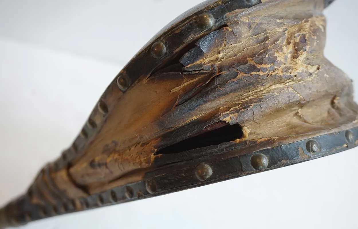 American New England Leather and Stencilled Lacquered Wood Fireplace Bellows