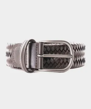 Anderson's Woven Leather Belt In Dark Brown
