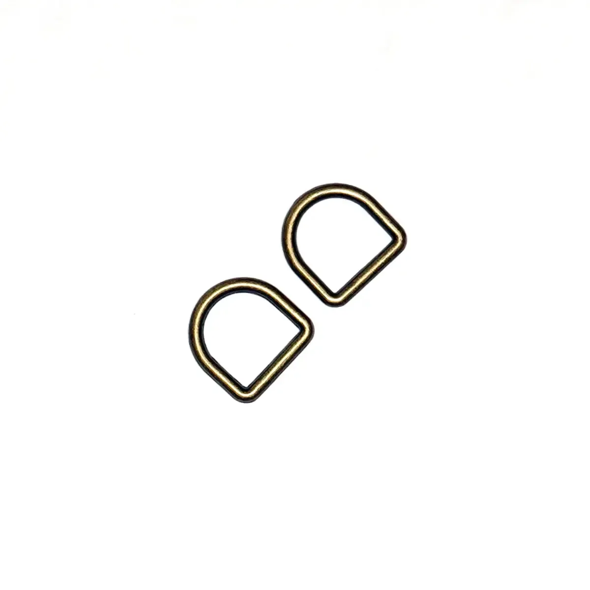 Antique Brass Cast D-Ring 1/2 Inch 2 Pack