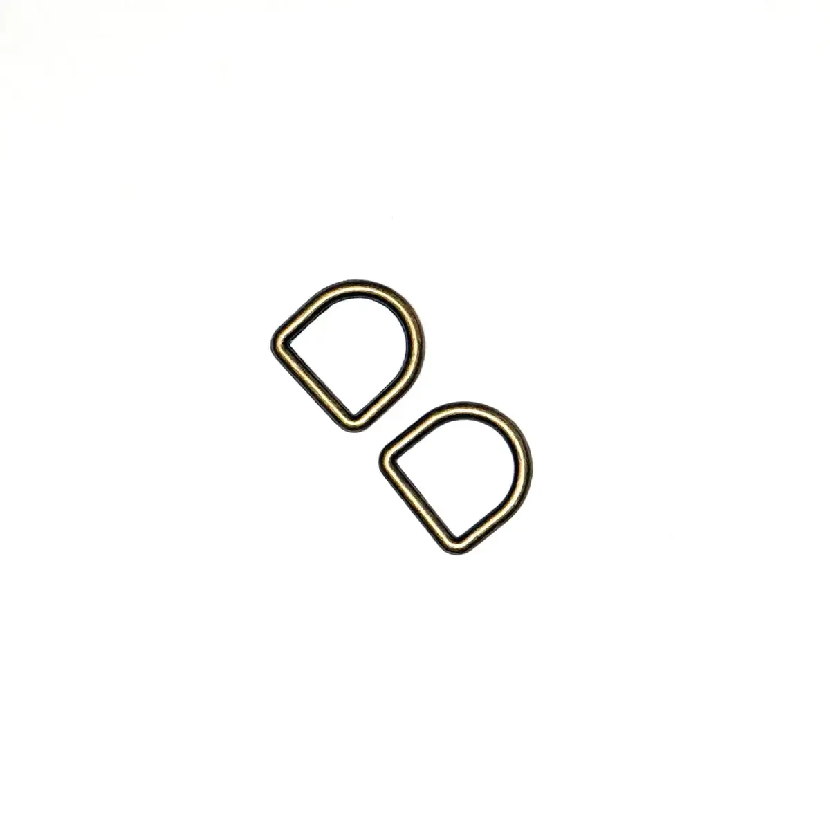 Antique Brass Cast D-Ring 1/2 Inch 2 Pack