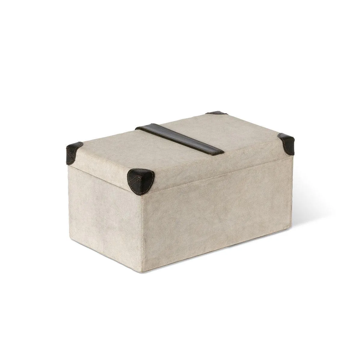 Antique Canvas Storage Box with Genuine Leather