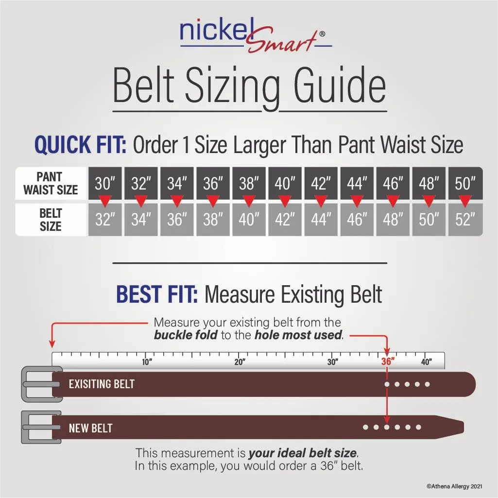 Appalachian Mountains Titanium Leather Belt Set by Nickel Smart®