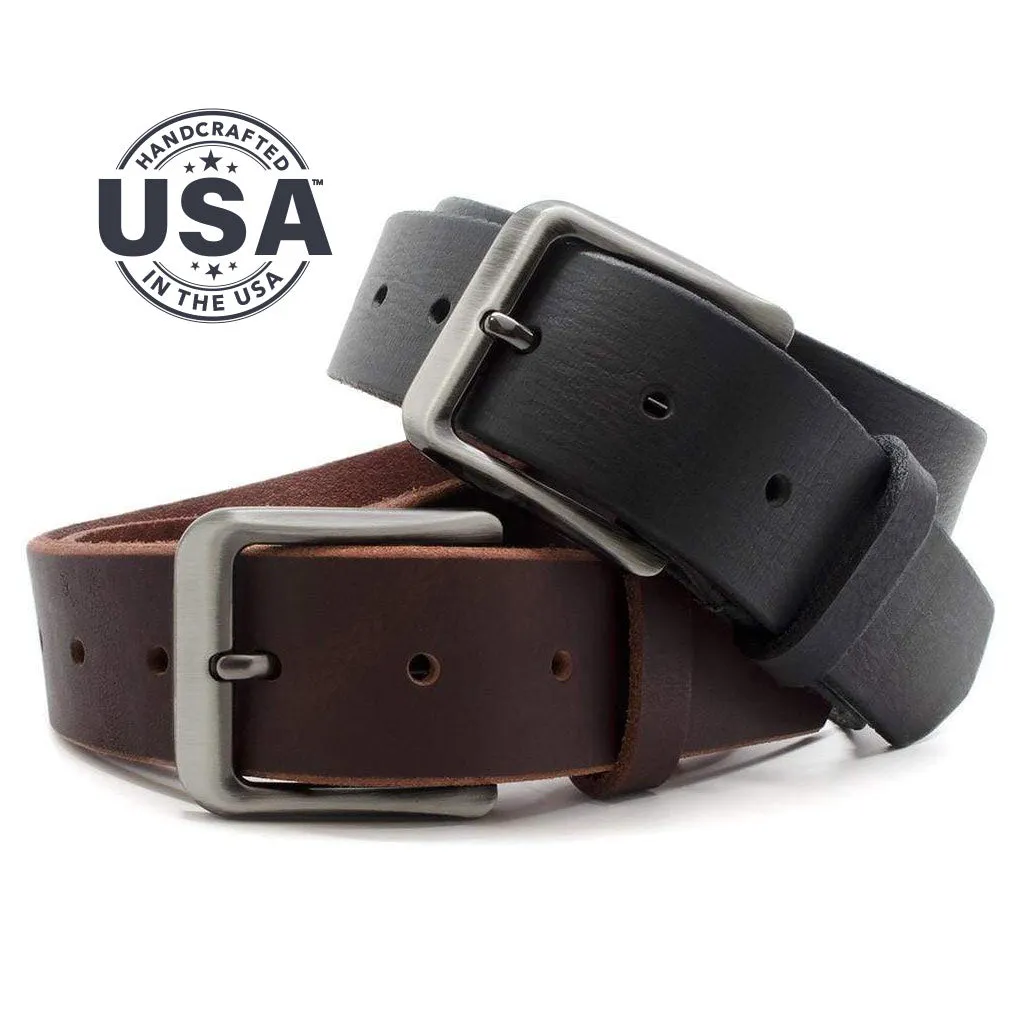 Appalachian Mountains Titanium Leather Belt Set by Nickel Smart®