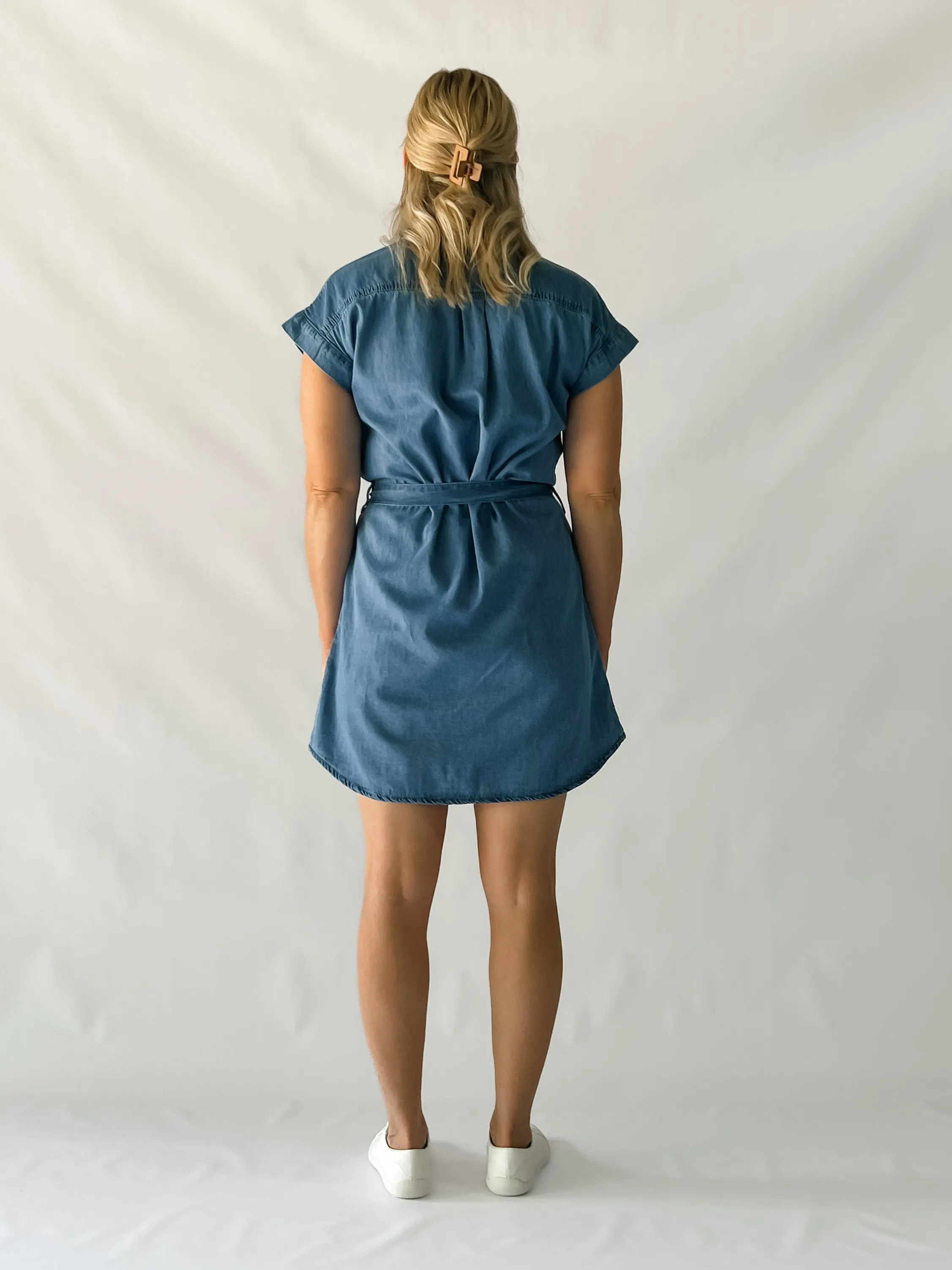 ARIANNA DENIM DRESS - MID BLUE