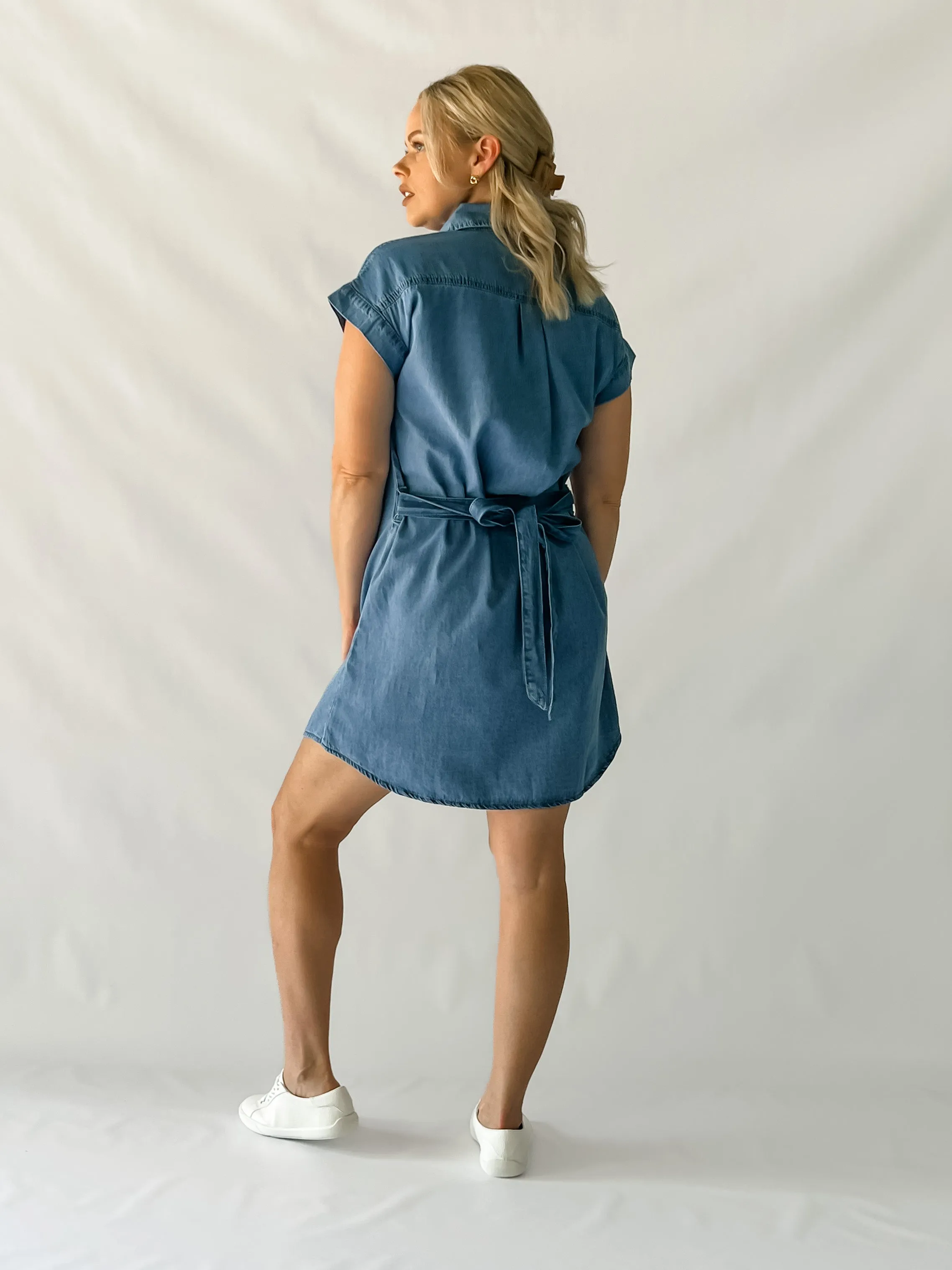 ARIANNA DENIM DRESS - MID BLUE