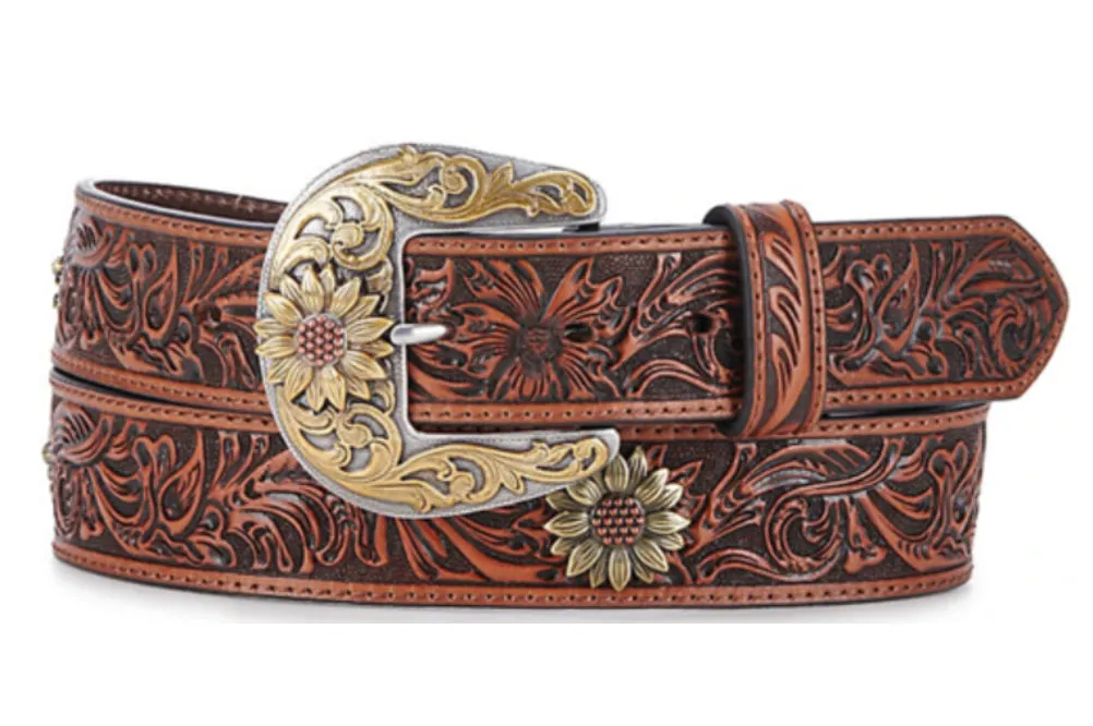 Ariat Flower Tooled Sunflower Concho Belt