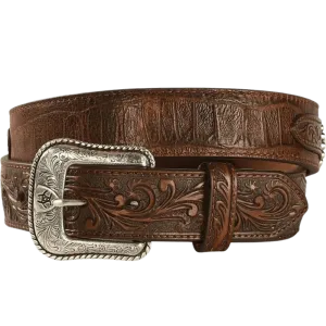 Ariat Men's Brown Floral Concho Overlay Belt A1022202