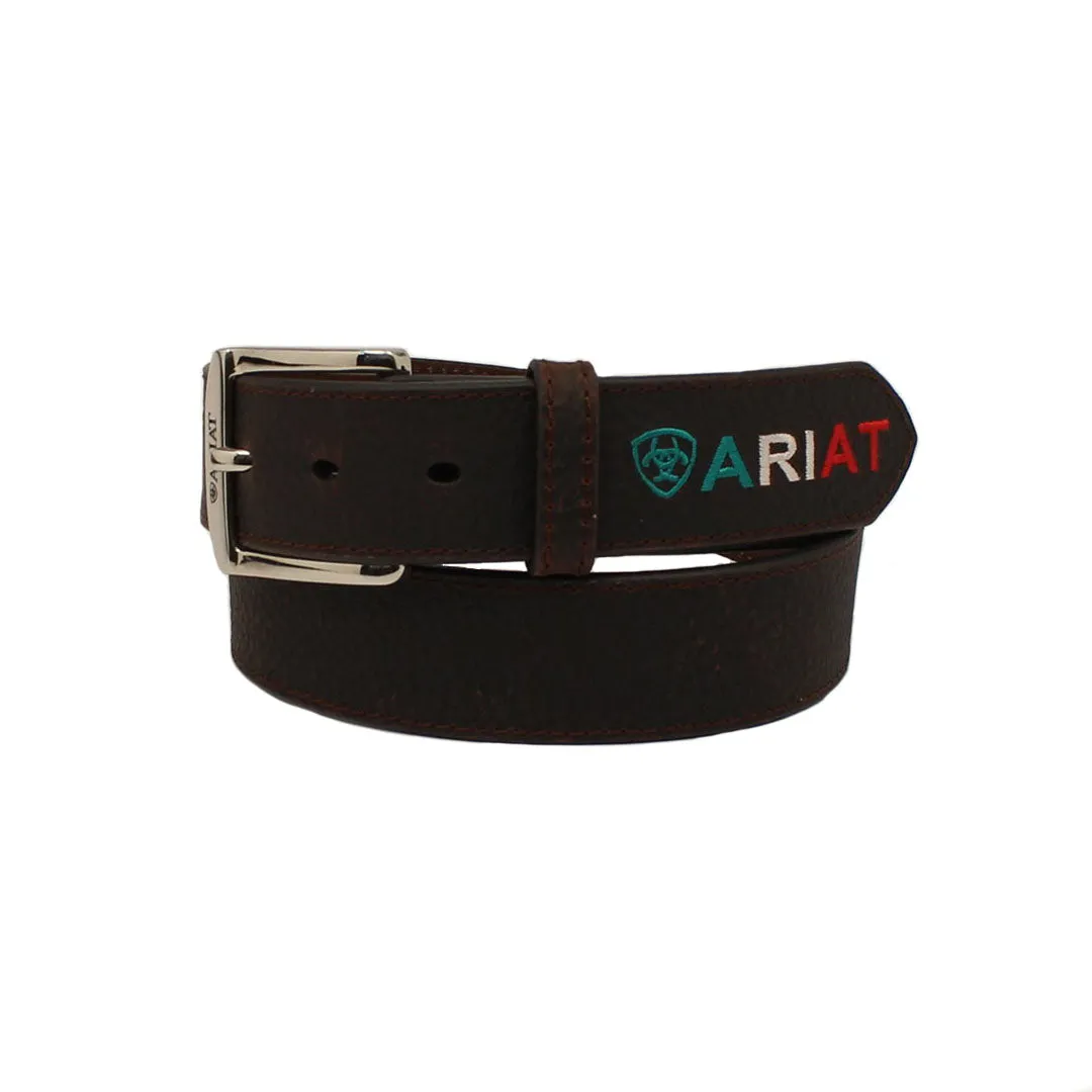 Ariat Men's Mexican Embossed Logo Brown Leather Belt