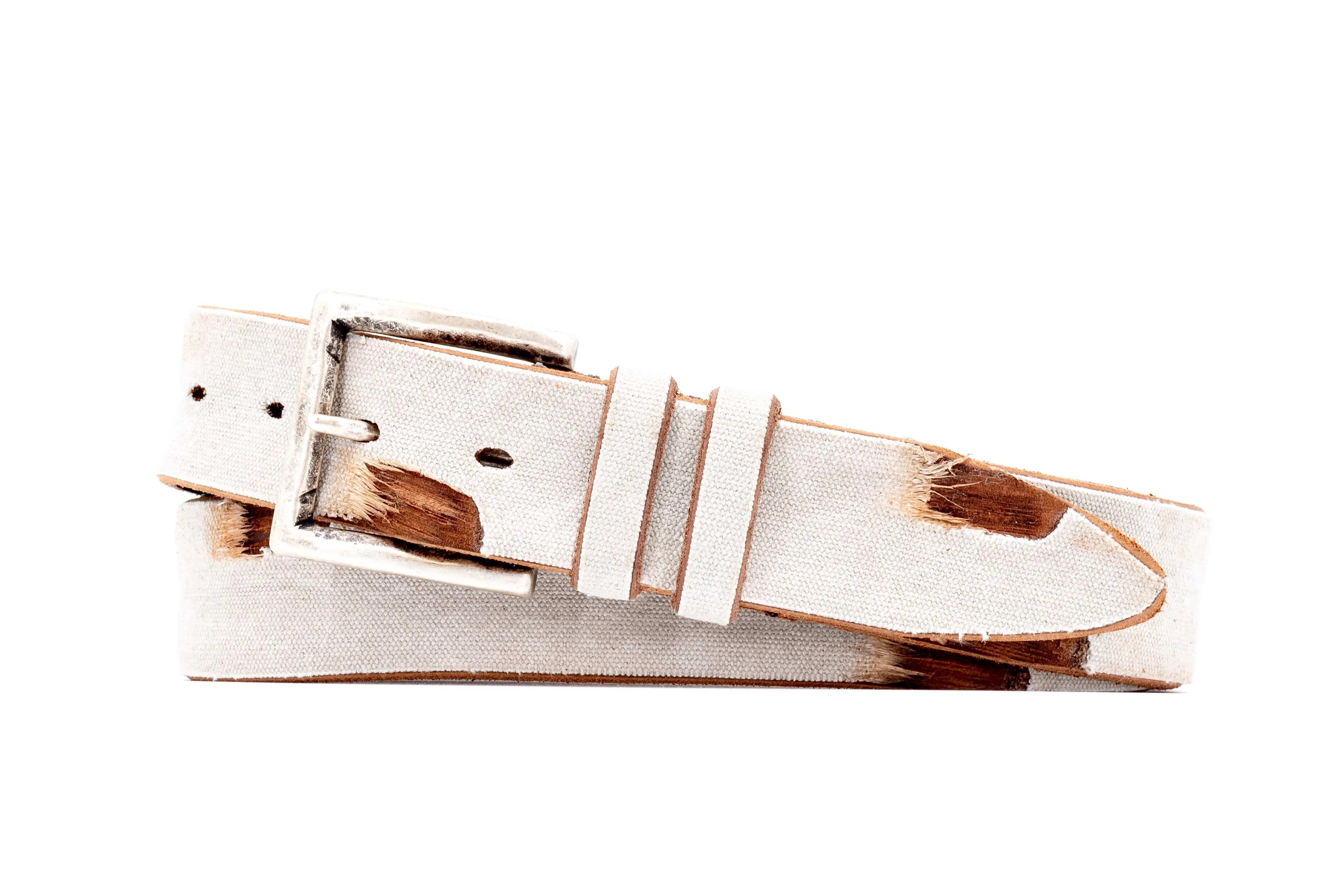Artisan Canvas and Italian Bridle Leather Belt - Oyster