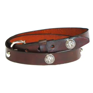 AUB100  1" Antique Finish Belt w/ Buffalo Nickel Conchos