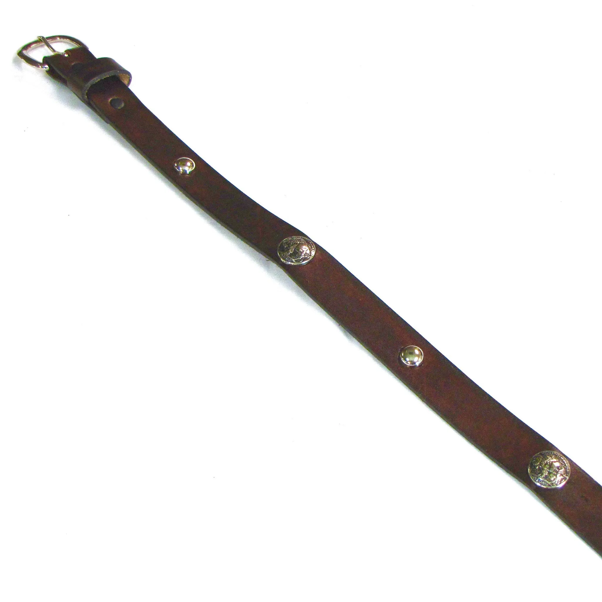 AUB100  1" Antique Finish Belt w/ Buffalo Nickel Conchos