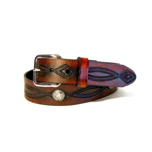 AUB116  1 1/2" Antique Finish Belt w/ Buffalo Nickel Conchos