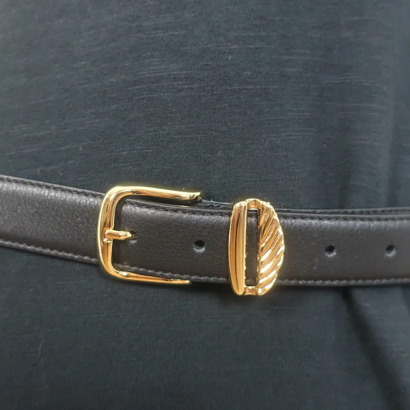 Aureum Collective No. 3 Belt Black Leather & Gold Size Medium/Large NEW