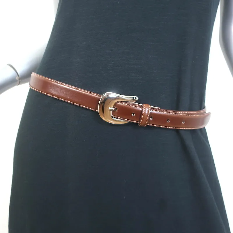 Aureum Collective No. 8 Belt Tobacco Leather & Silver Size Medium/Large NEW