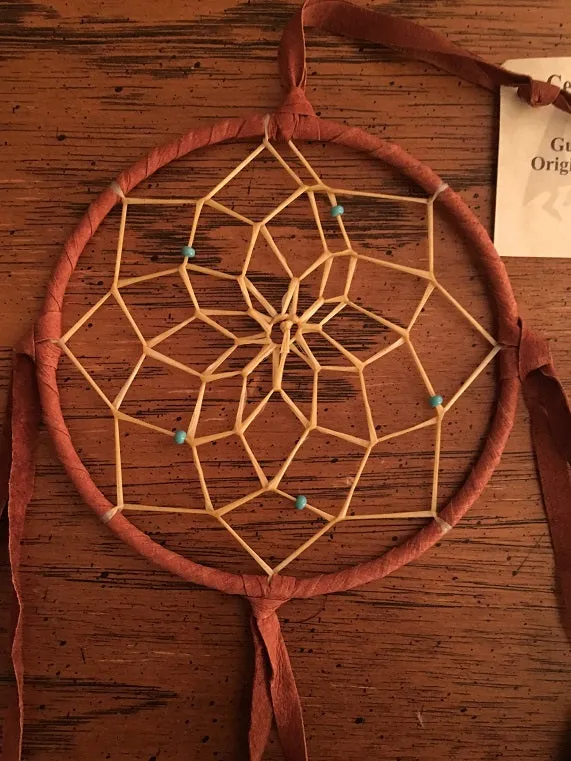 Authentic Navajo Dream Catcher 5 Inch Tan Wrap