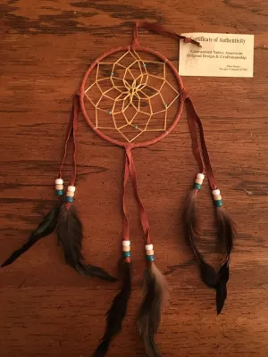 Authentic Navajo Dream Catcher 5 Inch Tan Wrap