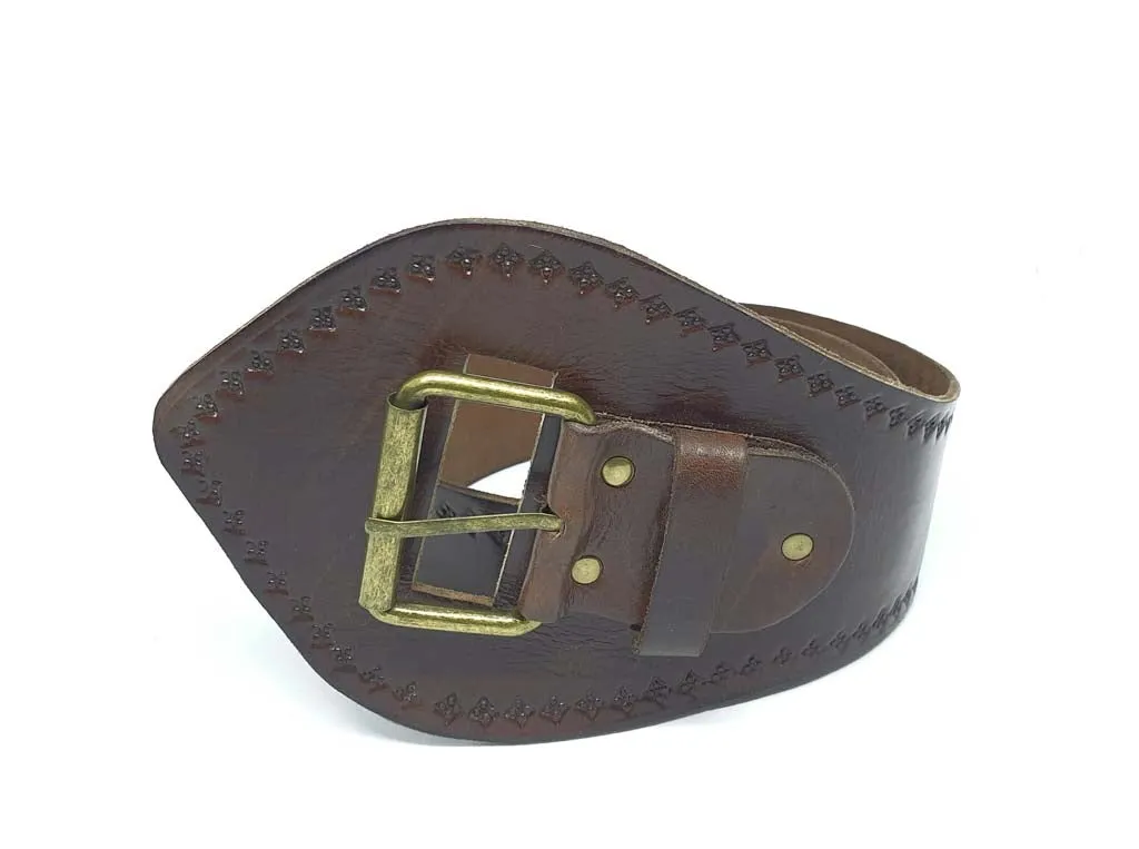 Babushka Wide Leather  Belt