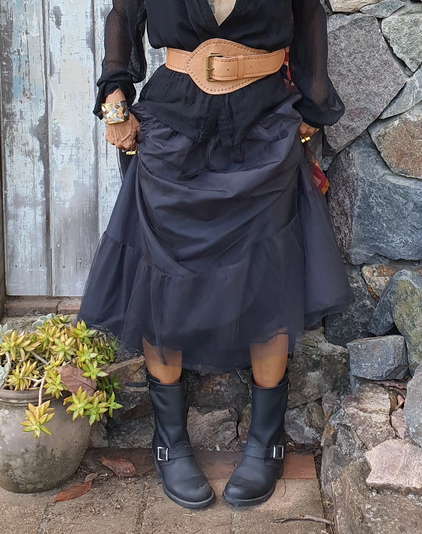 Babushka Wide Leather  Belt