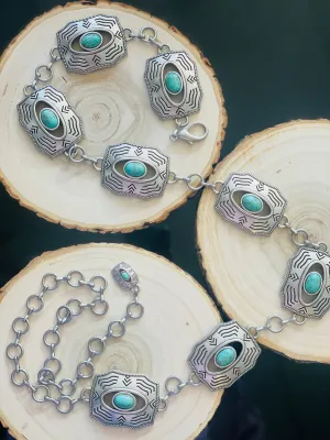 Barbara Aqua Silver Concho Belt