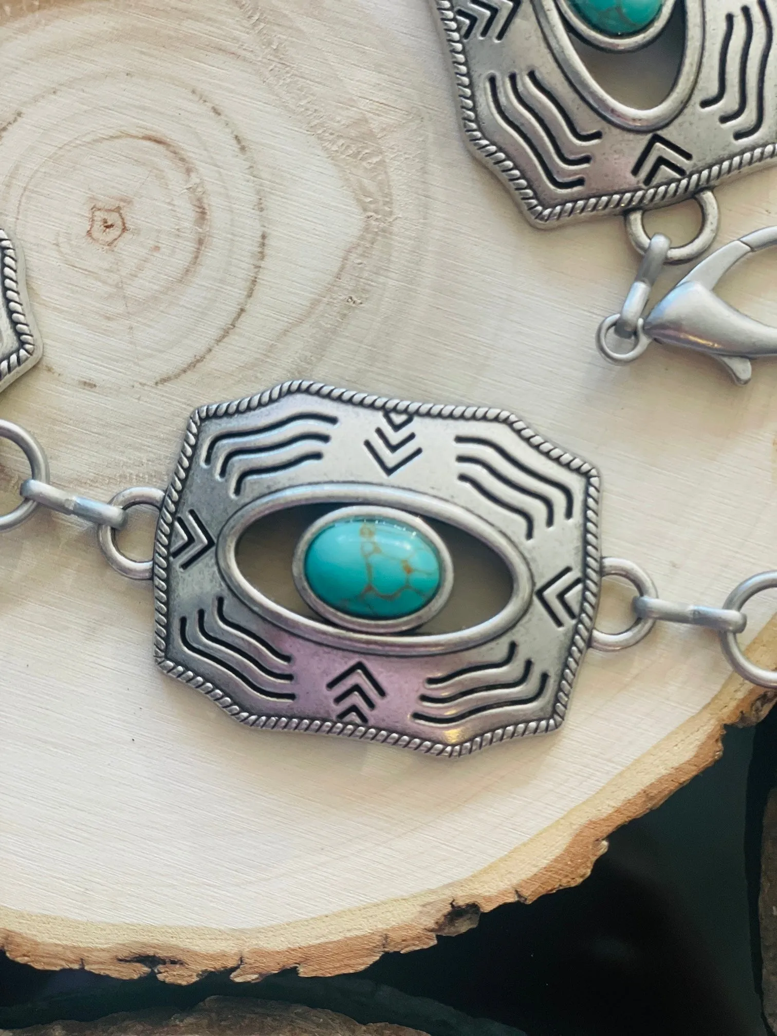 Barbara Aqua Silver Concho Belt