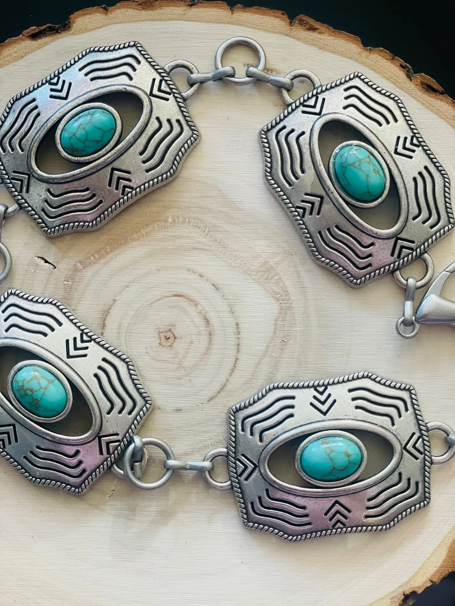 Barbara Aqua Silver Concho Belt