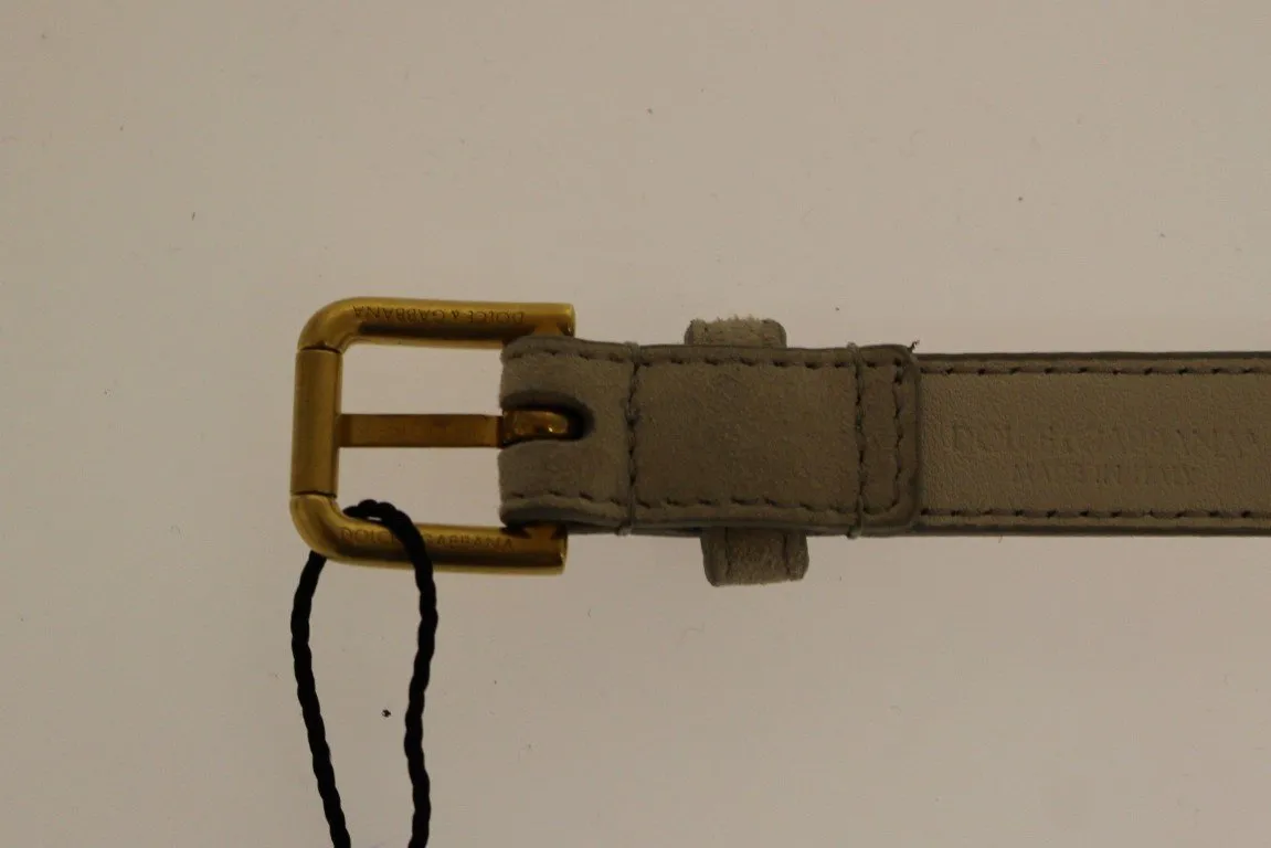 Beige Leather Suede Belt