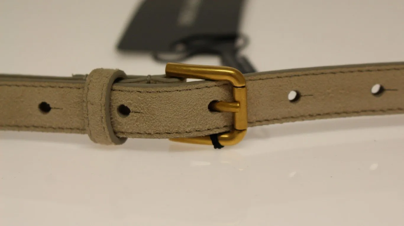 Beige Leather Suede Belt