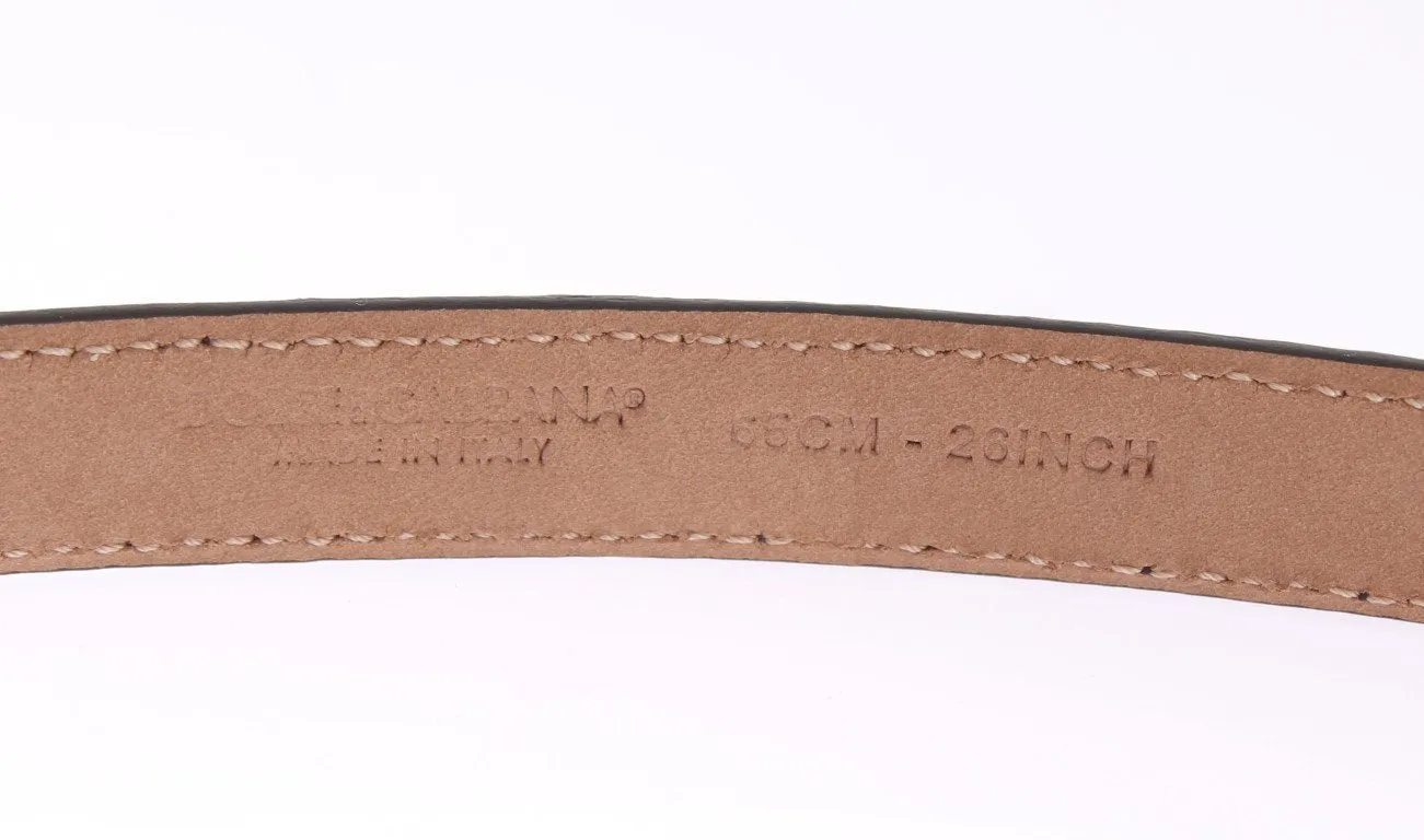 Beige Snakeskin Crystal Gold Buckle Belt