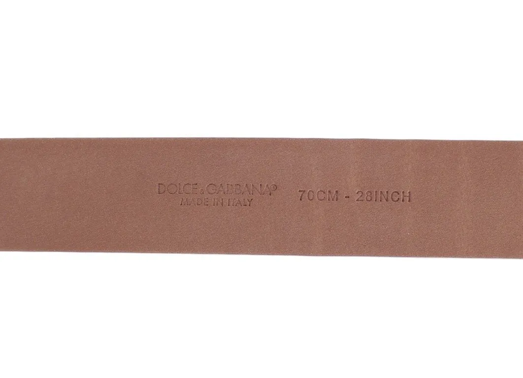 Beige Snakeskin Gold Buckle Logo Waist Belt