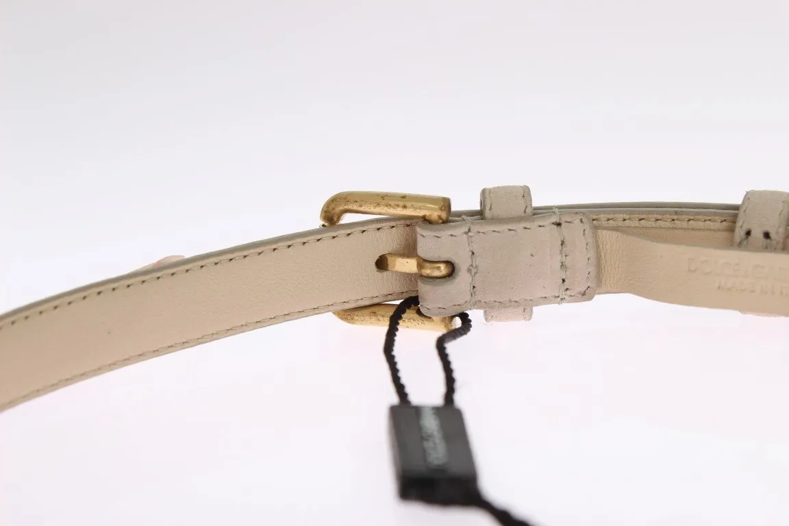 Beige Suede Leather Stones Crystals Belt