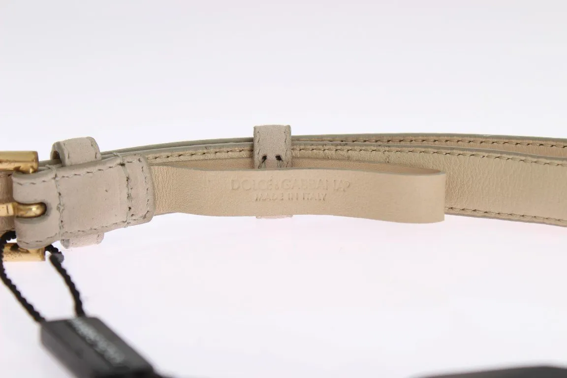 Beige Suede Leather Stones Crystals Belt