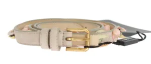 Beige Suede Leather Stones Crystals Belt