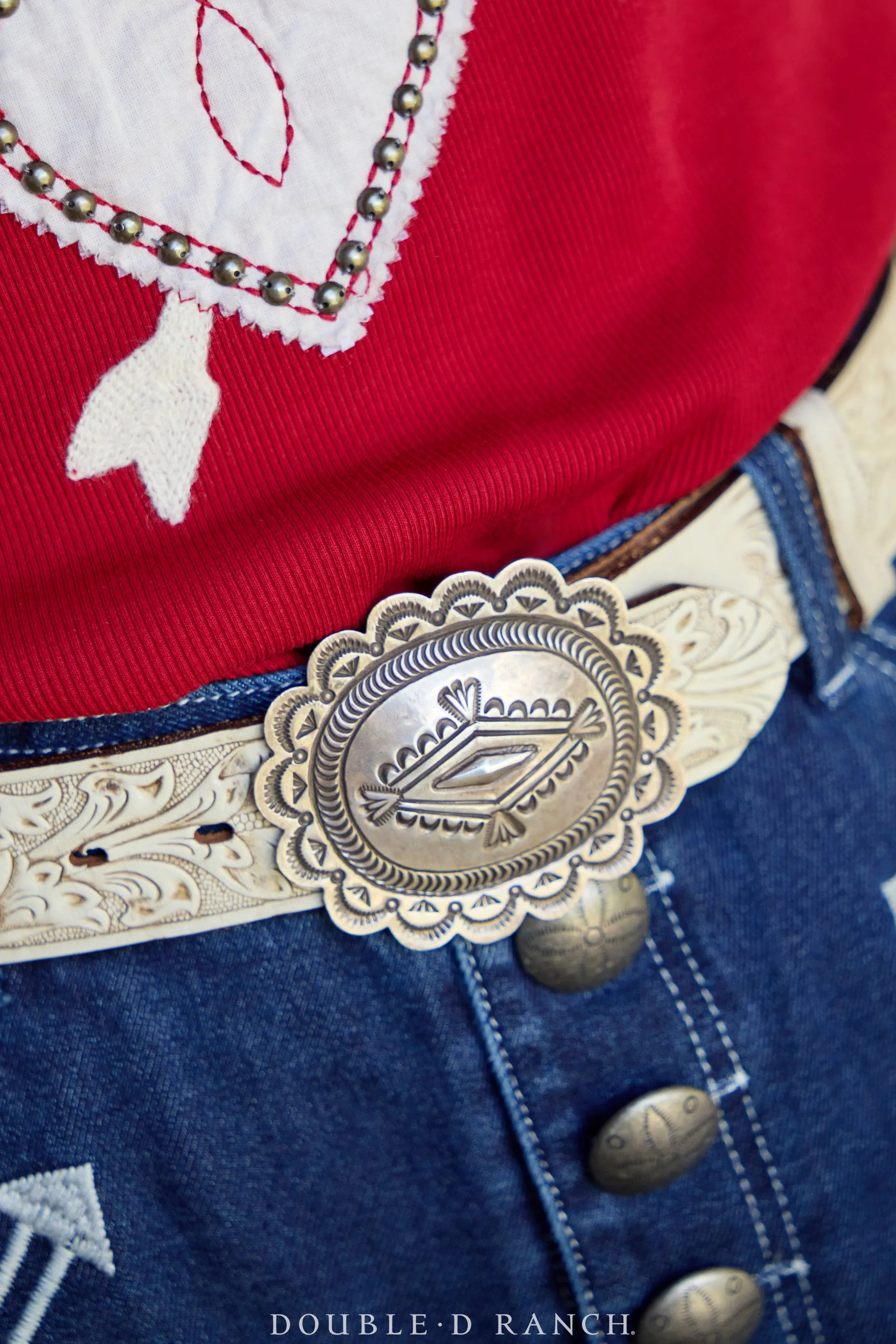 Belt, A Vintage, Buckle, Concho, Sterling Silver, Vintage, 610