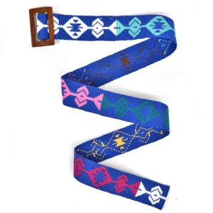 Belt with Wooden Buckle 35" Long | Cobalt Blue