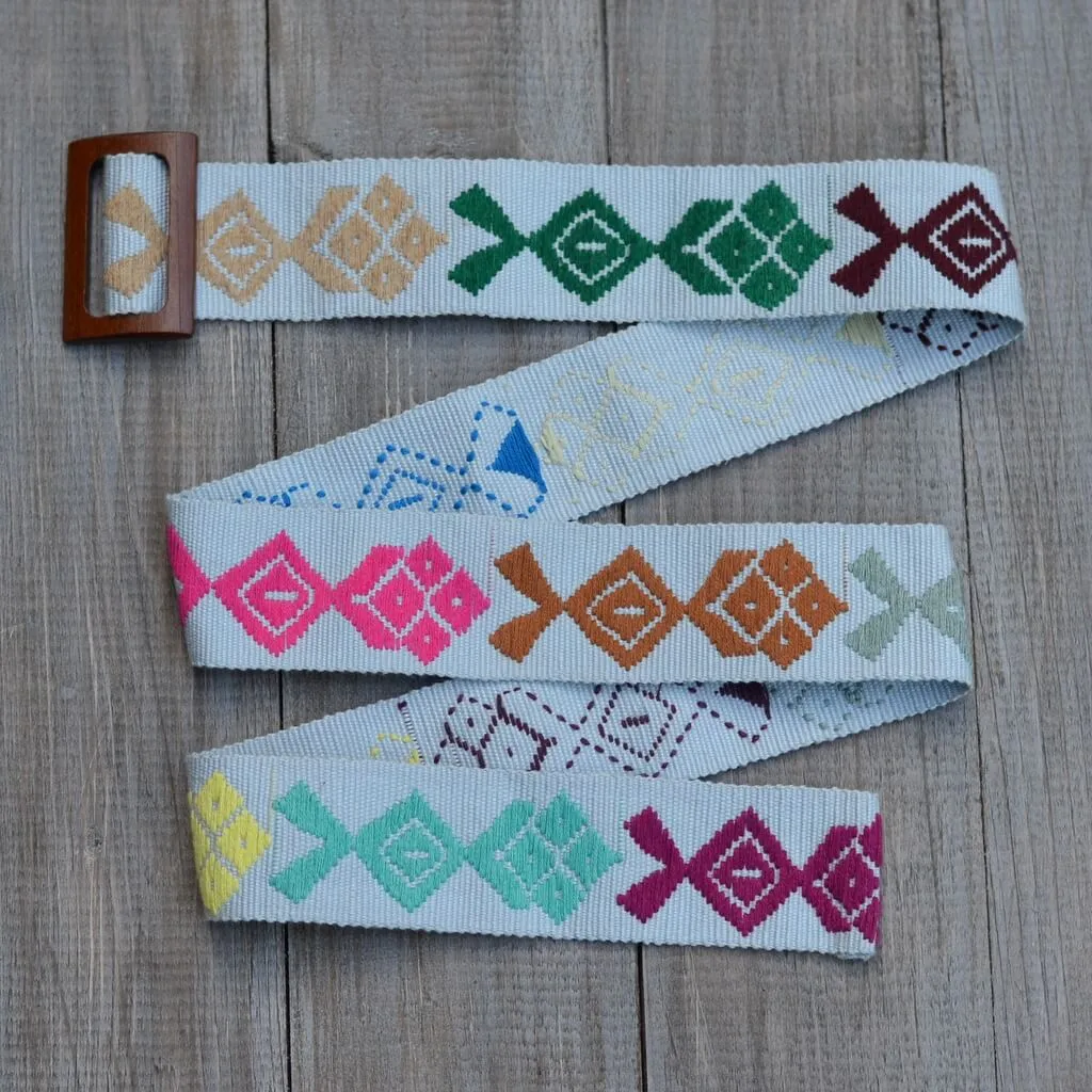 Belt with Wooden Buckle 43" | Light Blue
