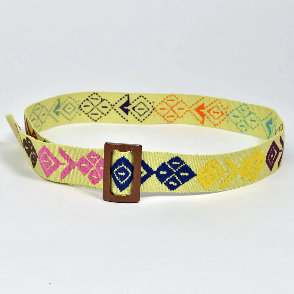 Belt with Wooden Buckle 43" | Lime Yellow