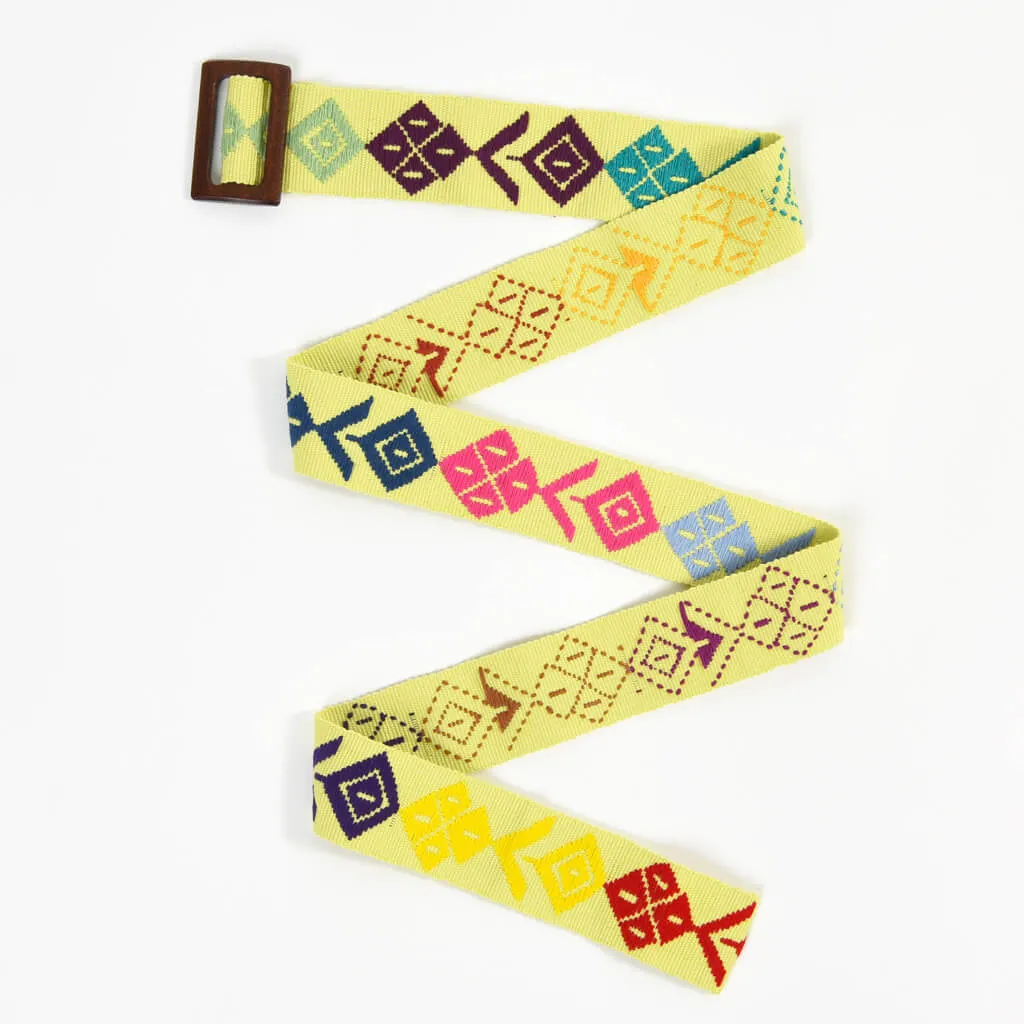 Belt with Wooden Buckle 43" | Lime Yellow