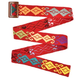 Belt with Wooden Buckle 43" | Red #3