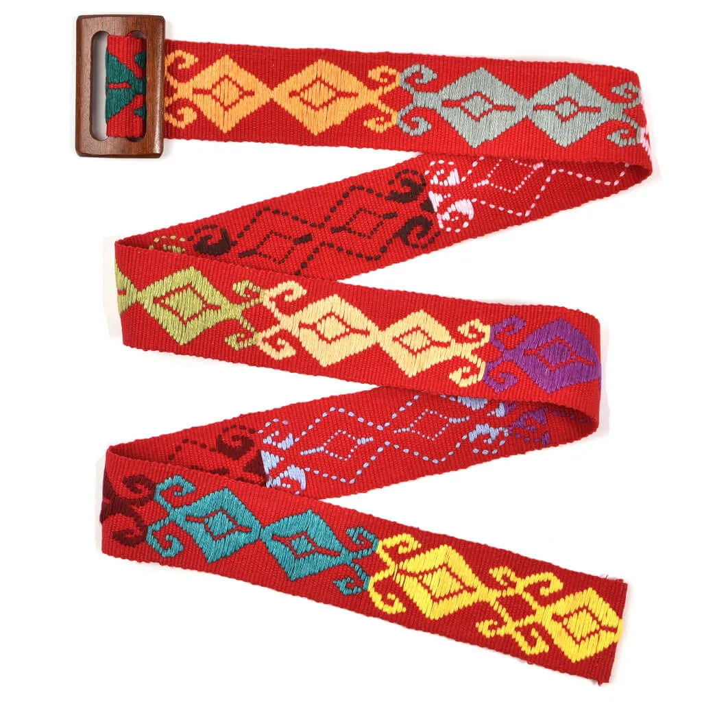 Belt with Wooden Buckle 43" | Red #3