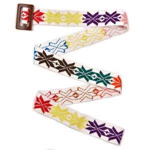 Belt with Wooden Buckle 43" | White
