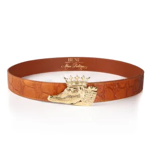BENE x Alexa Pulitzer King Gator Leather Belt in Buffalo Croc