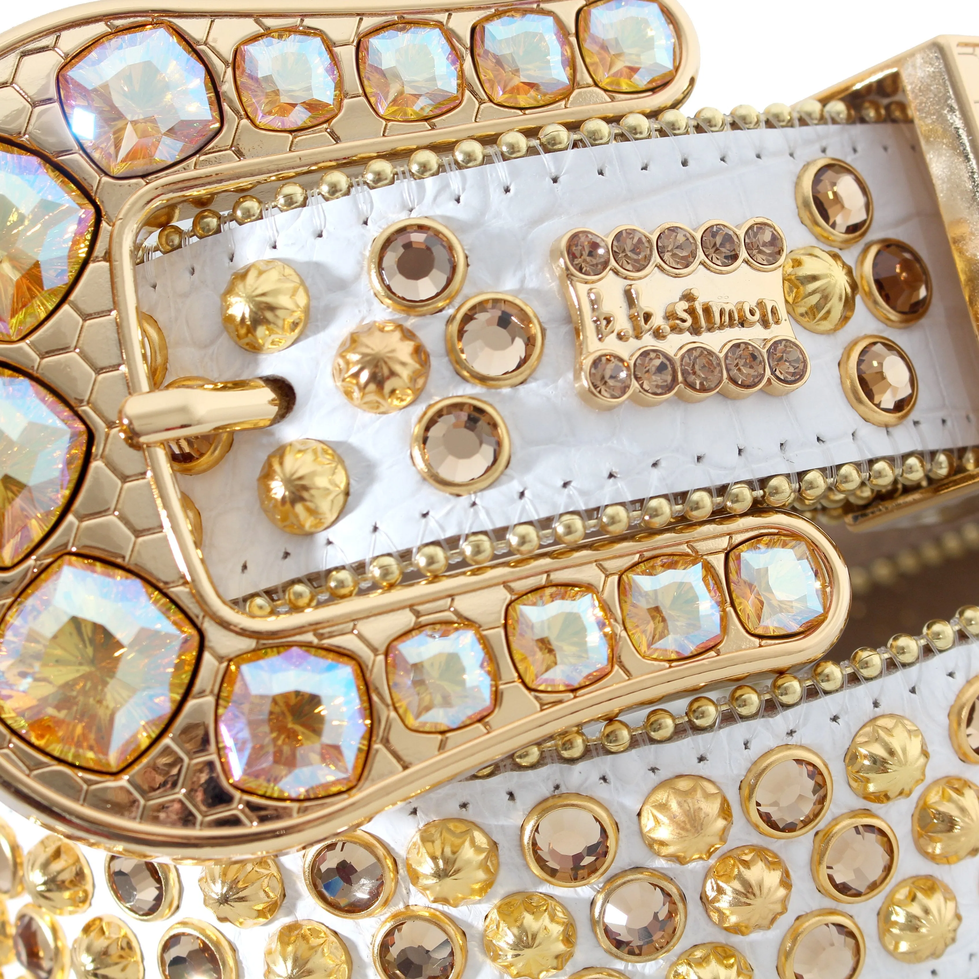 Big crystals white and gold belt