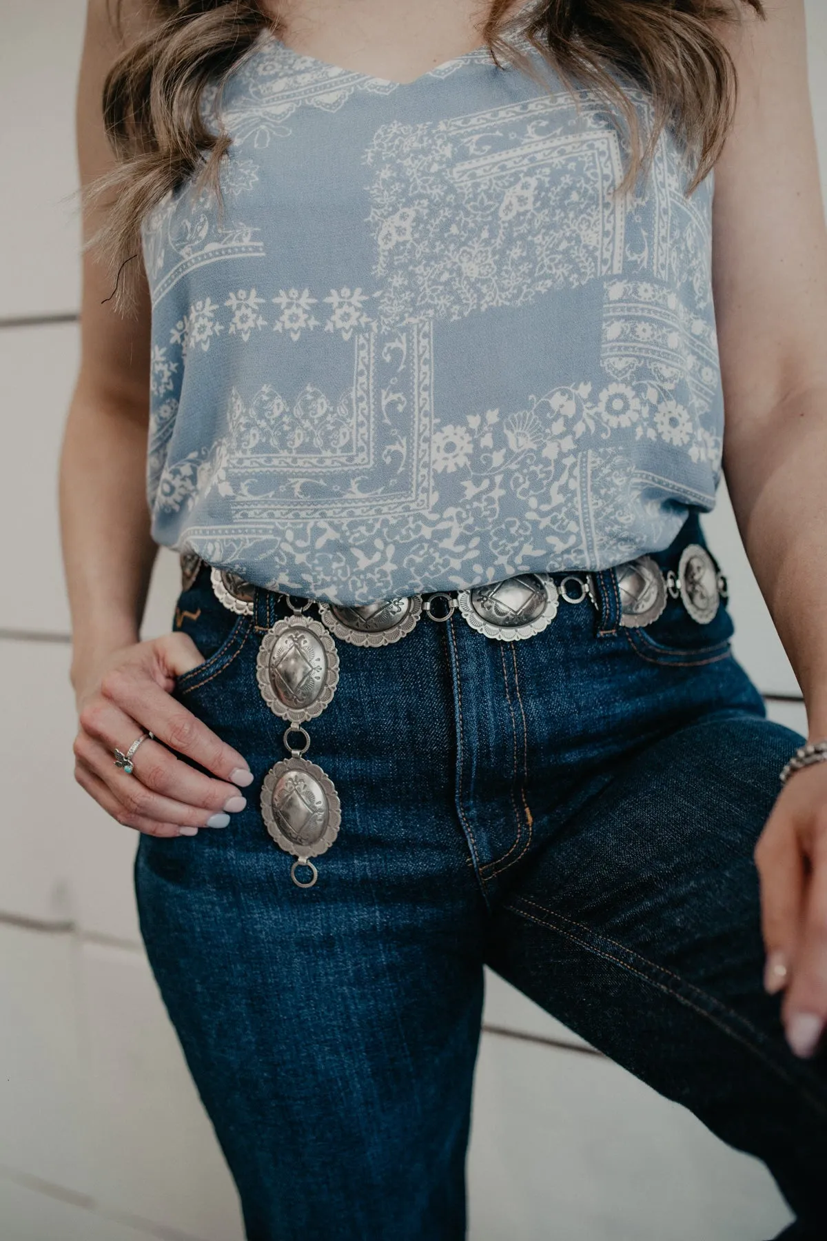 'Big Sky' Nickle Stamped Concho Belt
